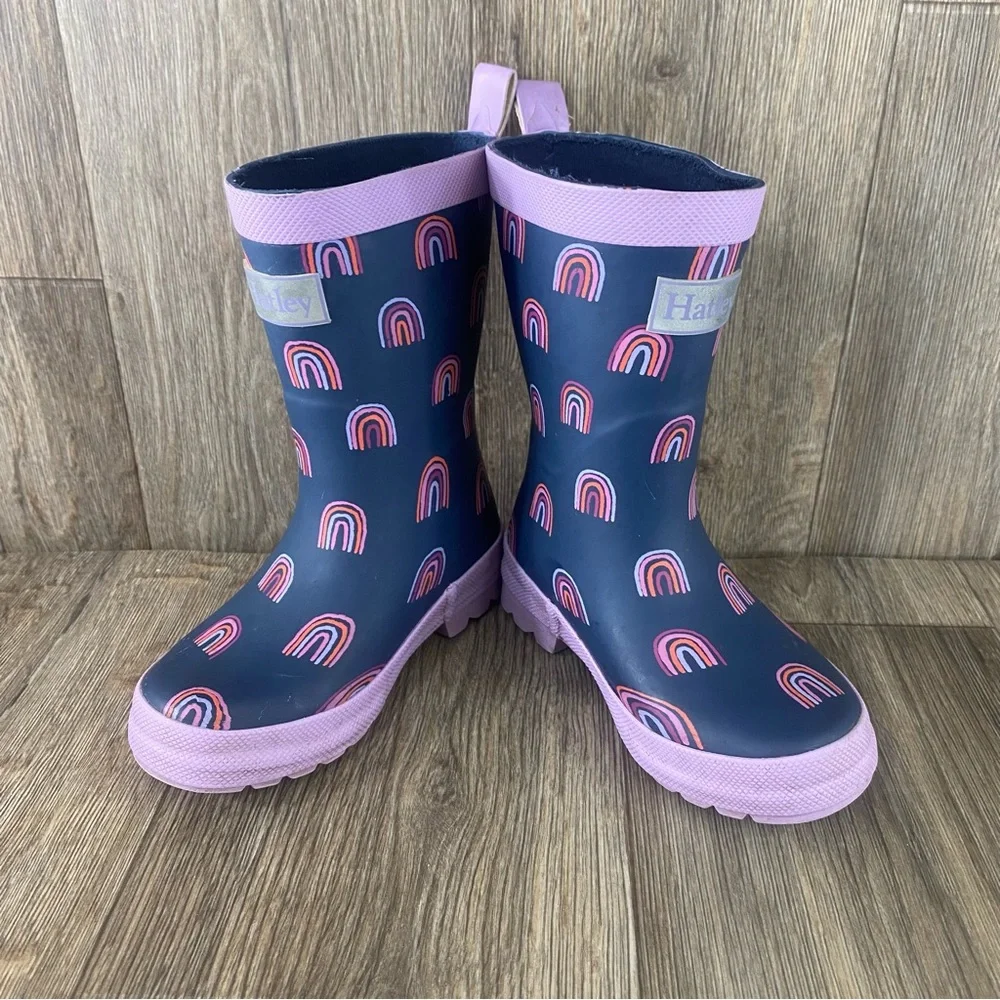 Hatley Purple rainbow Rain Boots size 8T